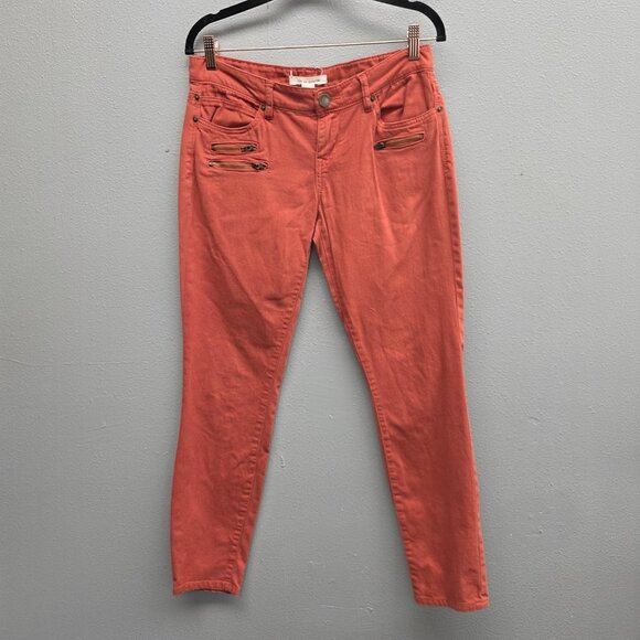 Life In Progress Jeans Womens 26 Red Skinny Mid Rise Zipper Pockets Forever 21 - Picture 1 of 11